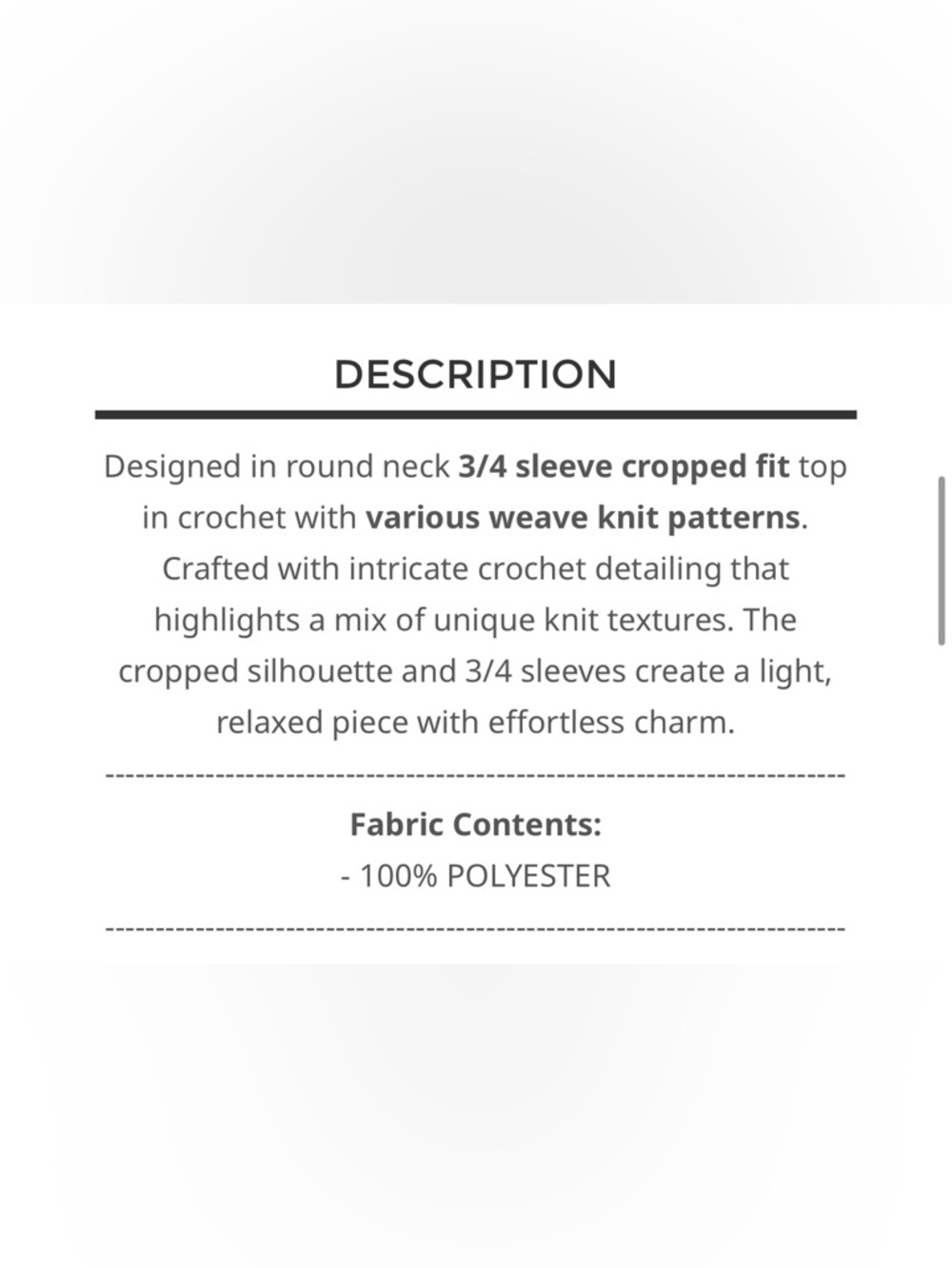 POL Tan Crochet Knit Round Neck 3/4 Bell Sleeve Top - Picture 6 of 7